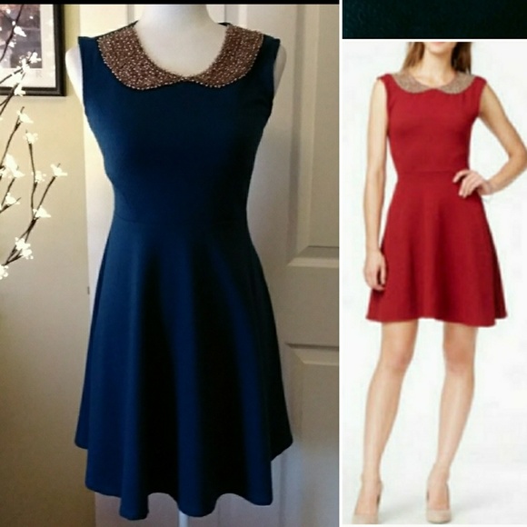 Maison Jules Dresses & Skirts - MAISON JULES fit flare beaded collar dress. XS